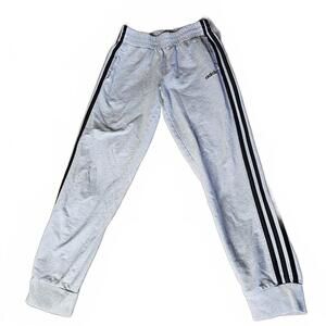 Adidas Men's Grey Sweatpants with Black Stripes